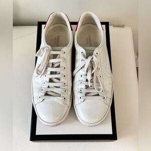 Gucci Classic White Sneakers with Red Detail
